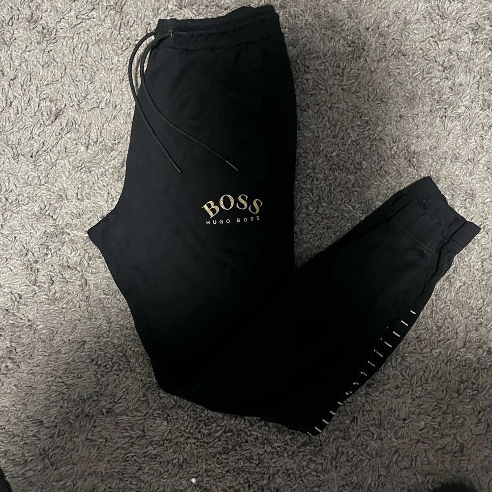 Hugo Boss Black Jogger Sweatpants with Gold Logo